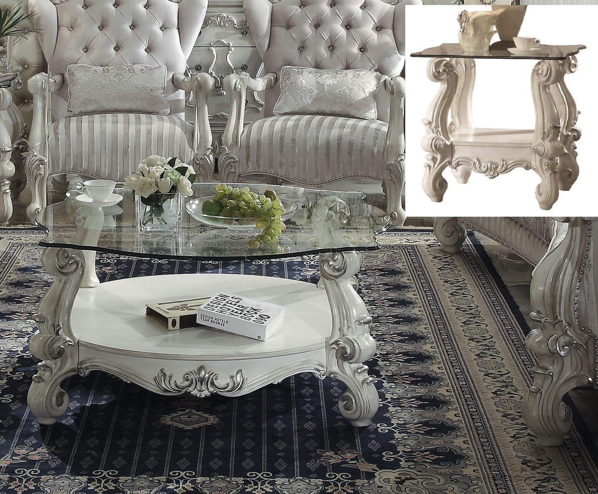 Versailles Bone White & Clear Glass Coffee Table  Half Price Furniture