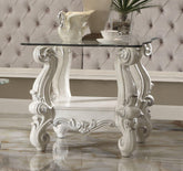 Versailles Bone White & Clear Glass End Table Half Price Furniture