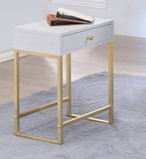 Coleen White & Brass Side Table Half Price Furniture