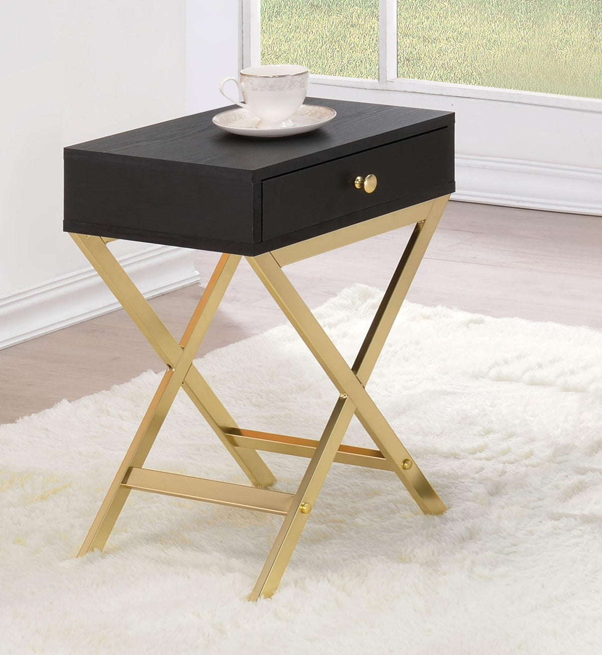 Coleen Black & Brass Side Table Half Price Furniture