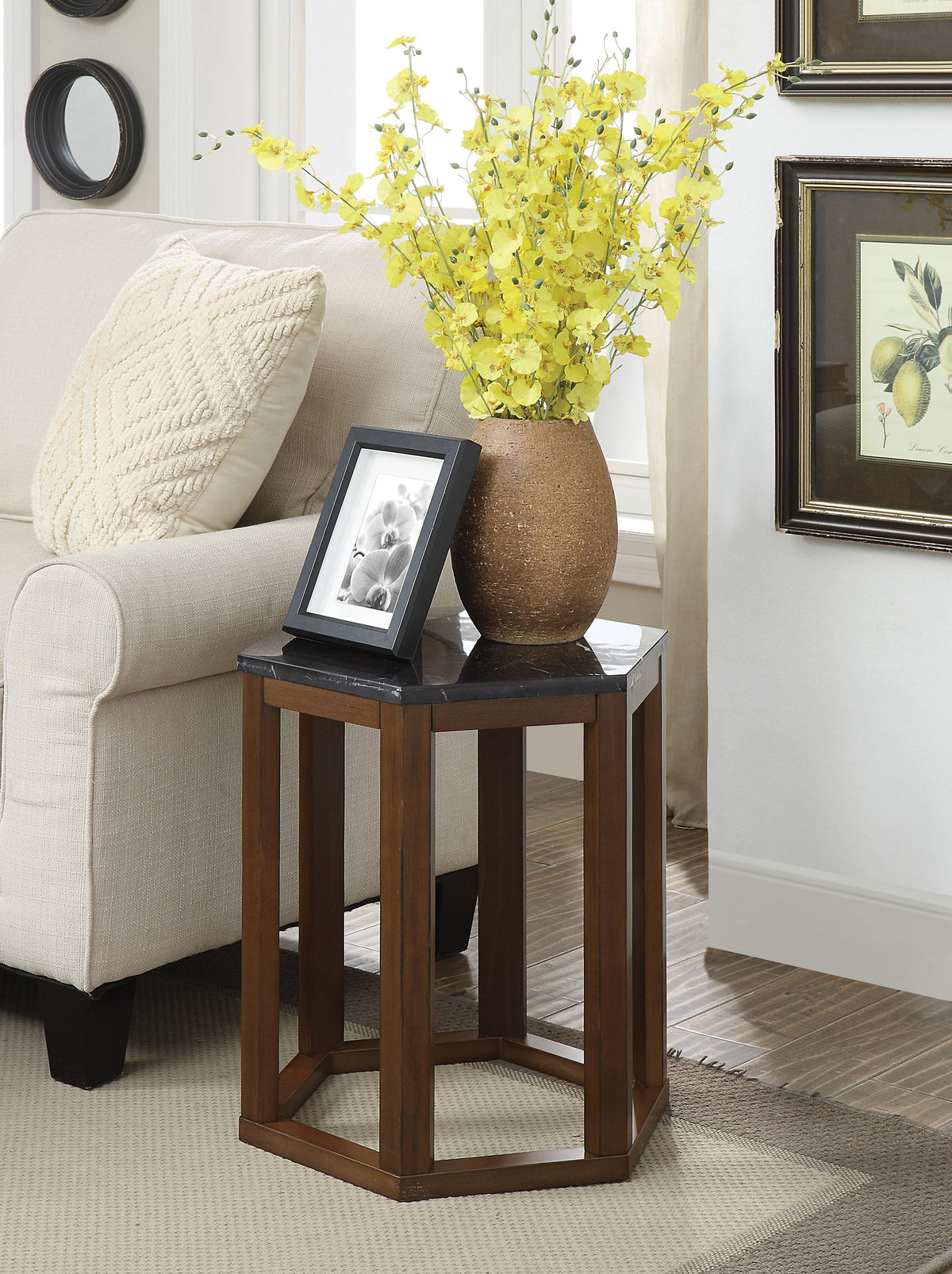 Reon Marble & Walnut End Table (2Pc Pk)  Half Price Furniture