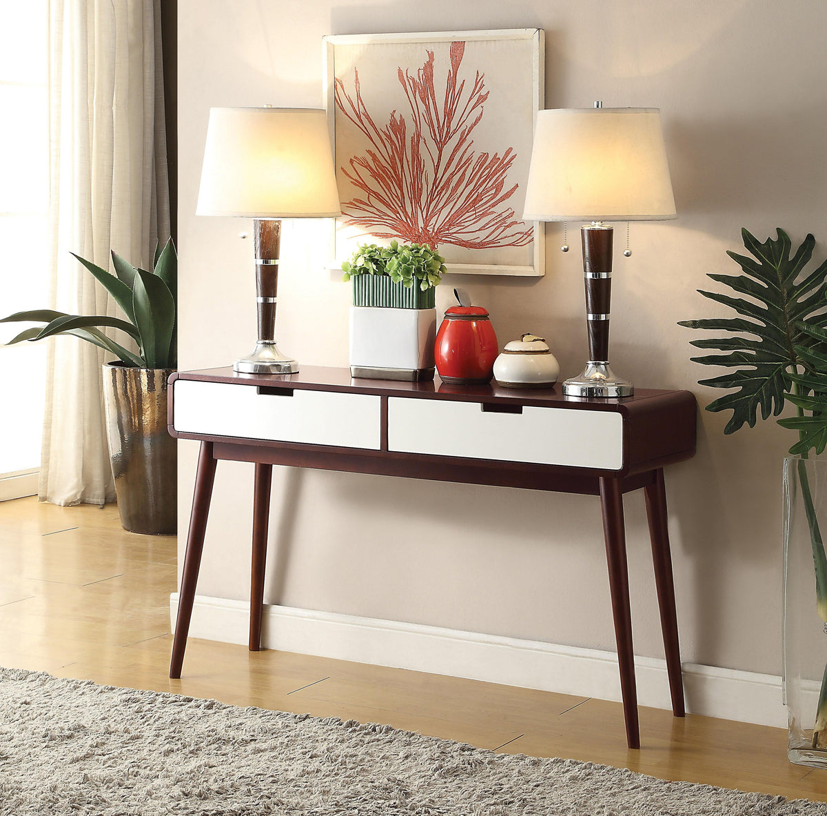 Christa Espresso & White Sofa Table  Half Price Furniture