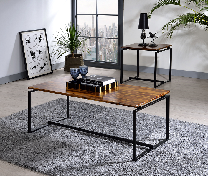 Jurgen Oak & Black 3Pc Pack Coffee/End Set  Half Price Furniture