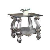 Versailles Antique Platinum & Clear Glass End Table Half Price Furniture