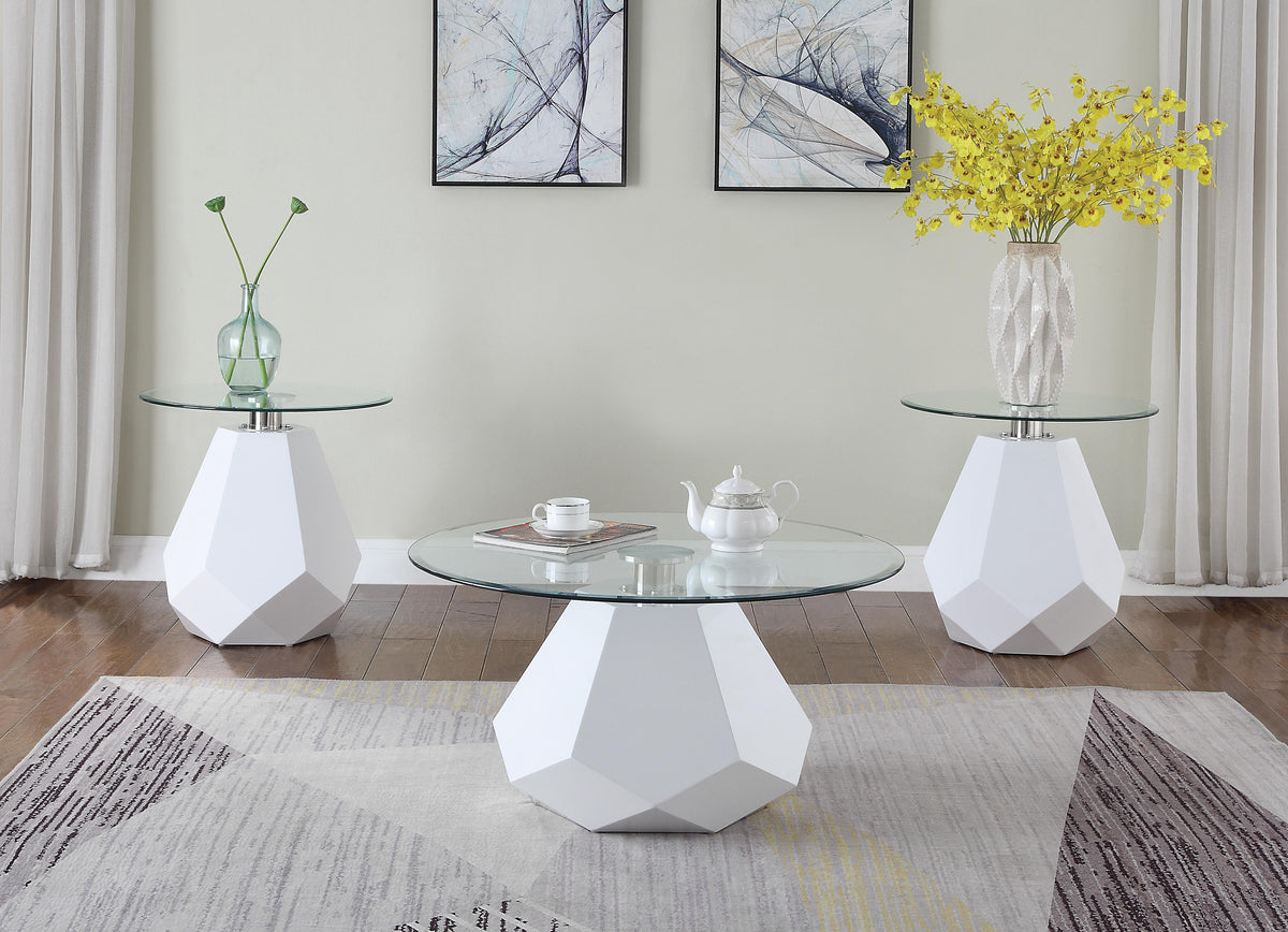 Chara White High Gloss & Clear Glass Coffee Table Half Price Furniture