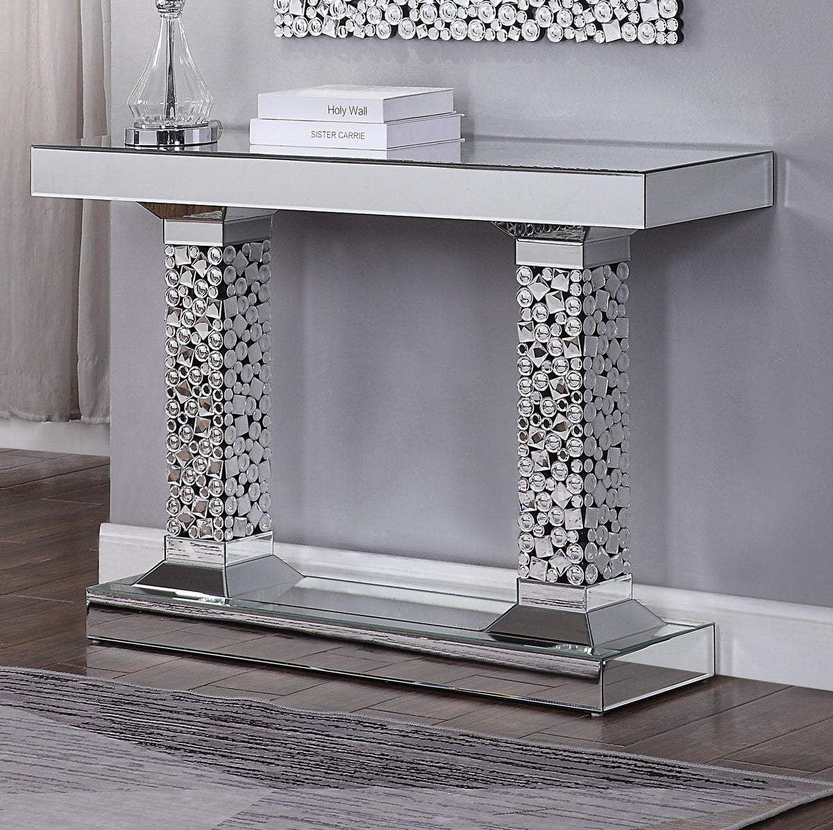 Kachina Mirrored & Faux Gems Console Table  Half Price Furniture
