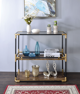 Heleris Black/Gold & Smoky Glass Console Table Half Price Furniture