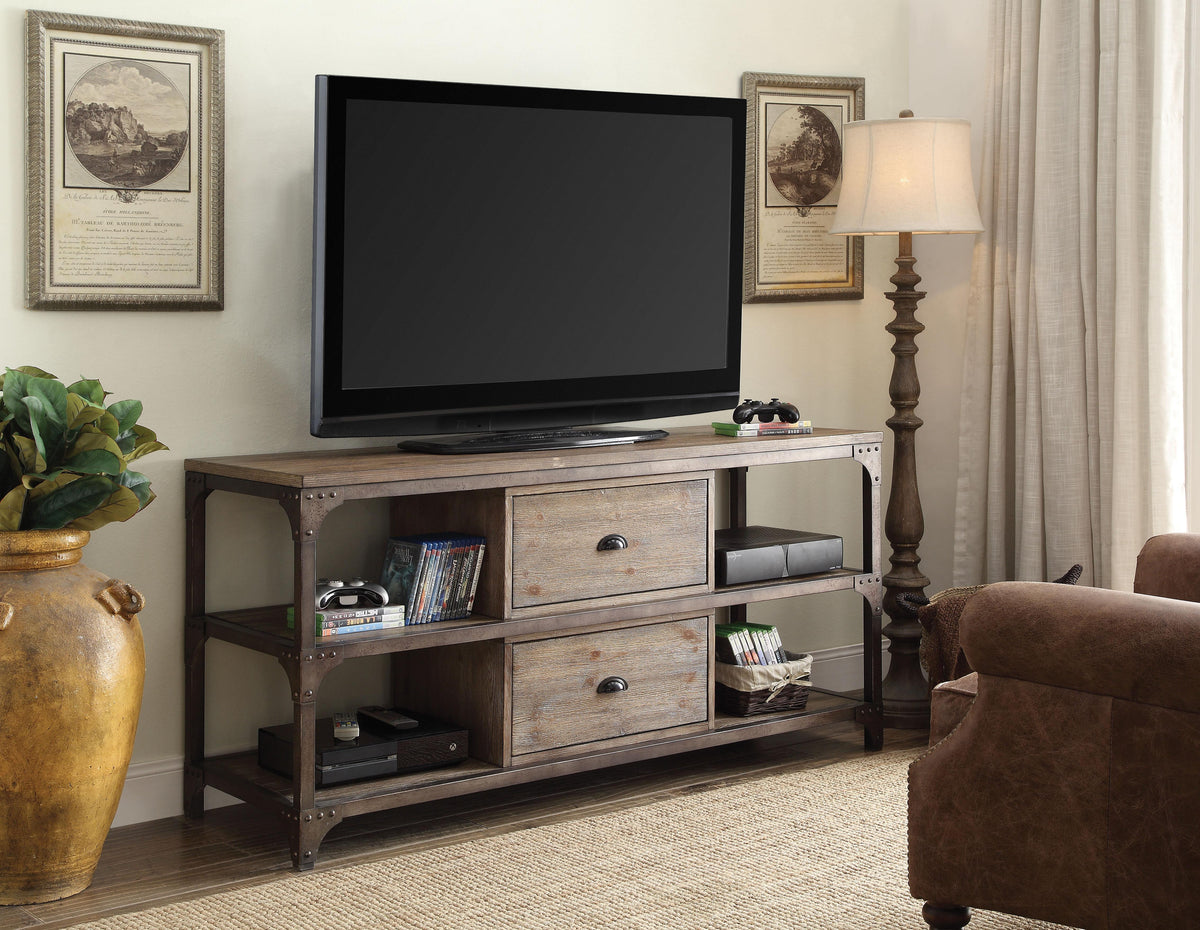 Gorden Weathered Oak & Antique Silver TV Stand  Half Price Furniture