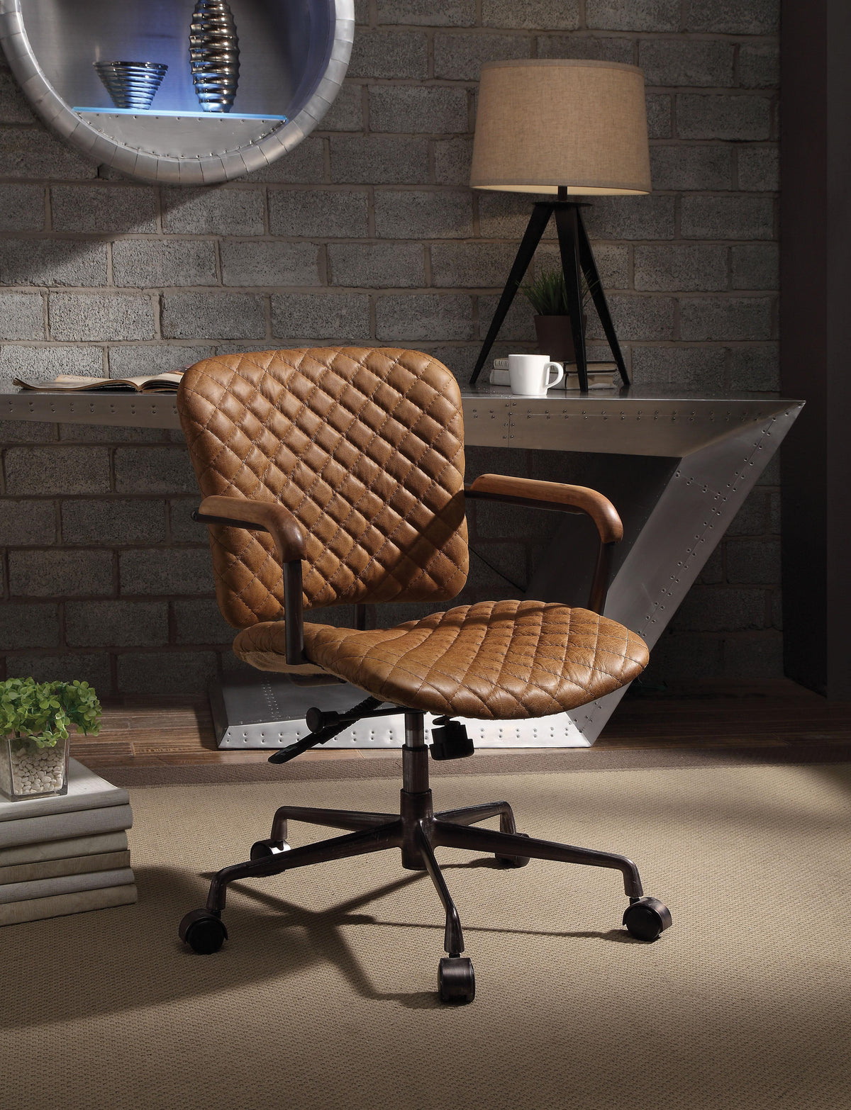 Josi Coffee Top Grain Leather Office Chair  Half Price Furniture