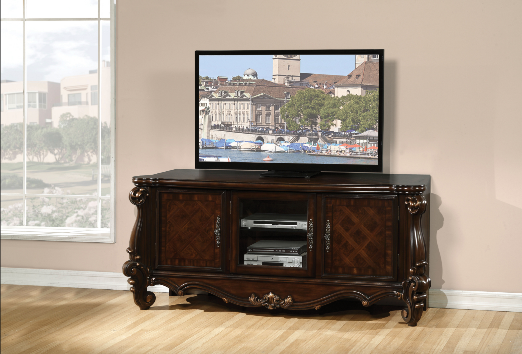 Versailles Cherry Oak TV Stand Half Price Furniture