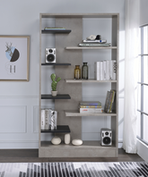 Magna Faux Concrete & Black Bookshelf Half Price Furniture