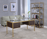 Yumia Gold & Clear Glass Desk Half Price Furniture