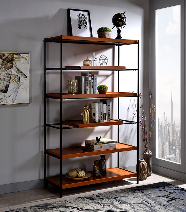 Oaken Honey Oak & Black Bookshelf  Half Price Furniture