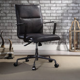 Indra Onyx Black Top Grain Leather Office Chair Half Price Furniture