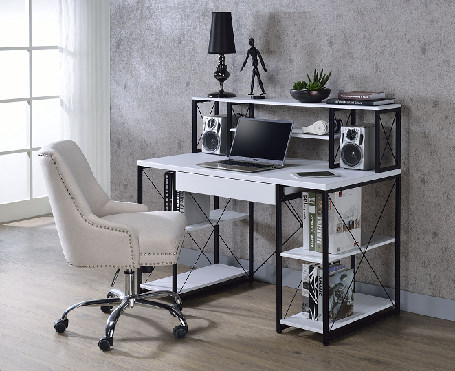 Amiel White & Black Desk  Half Price Furniture