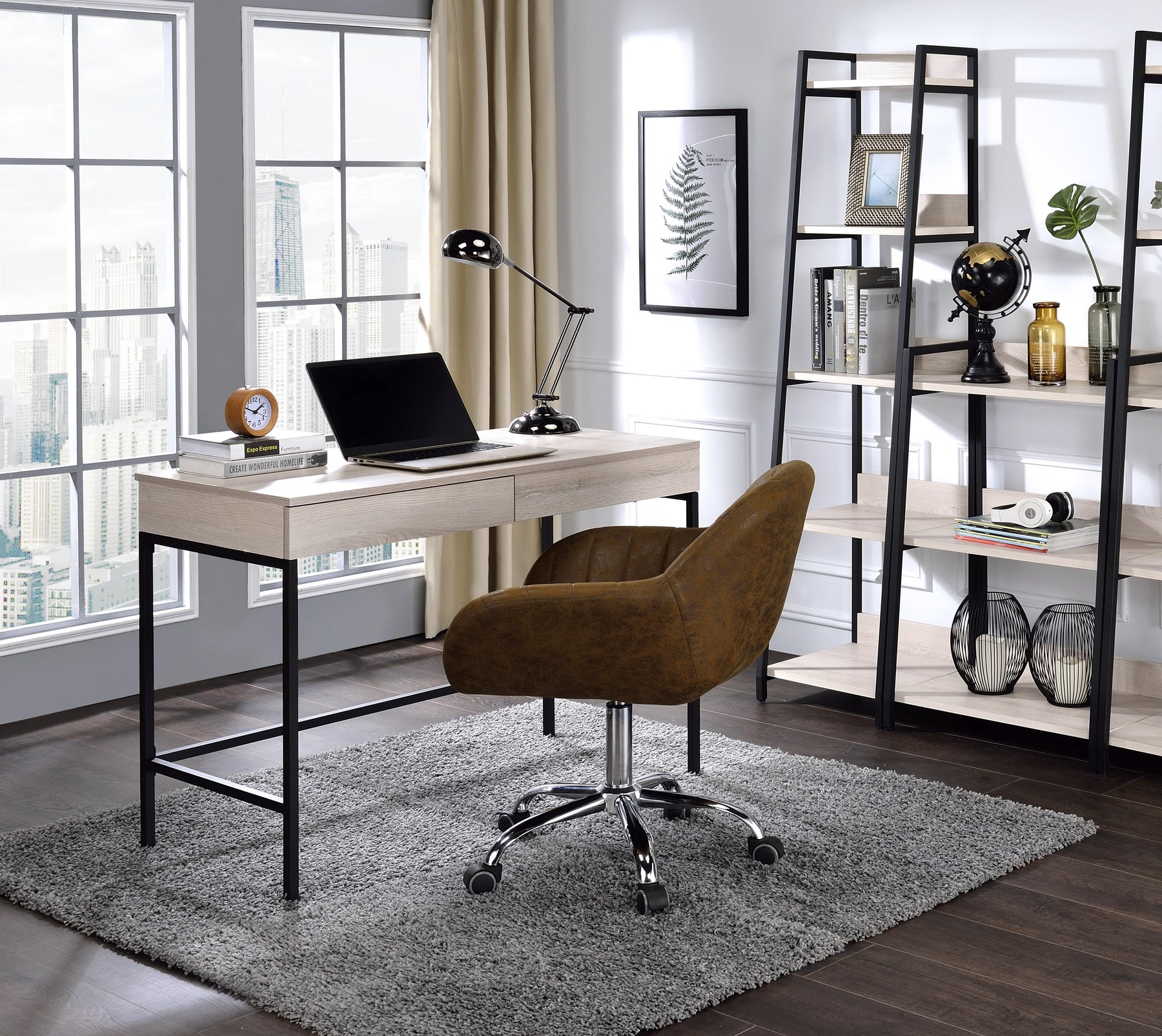 Wendral Natural & Black Desk Half Price Furniture