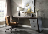 Brancaster Distress Chocolate Top Grain Leather & Aluminum Desk  Half Price Furniture