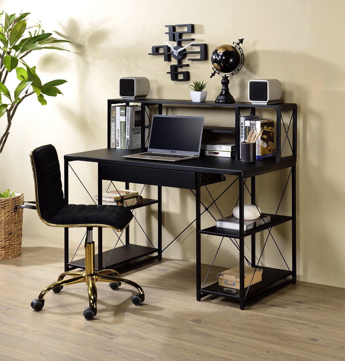 Amiel Black Desk Half Price Furniture