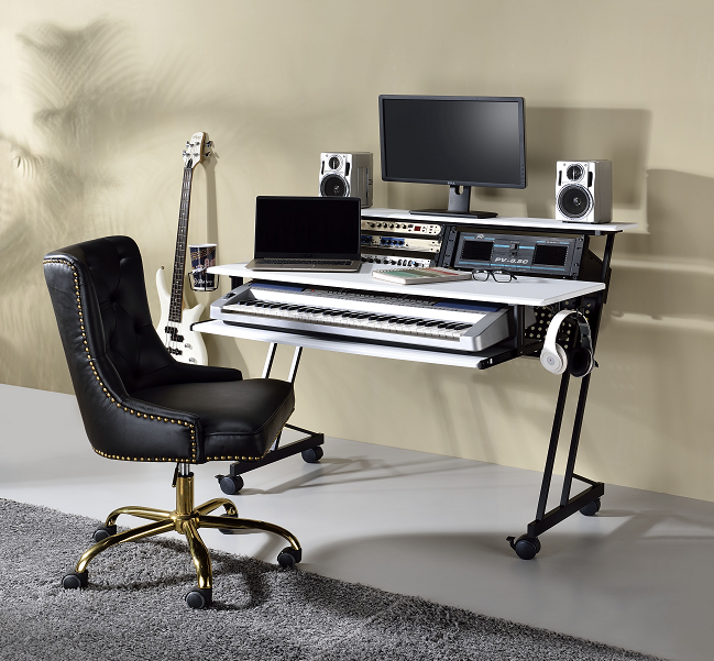 Suitor White & Black Computer Desk  Half Price Furniture
