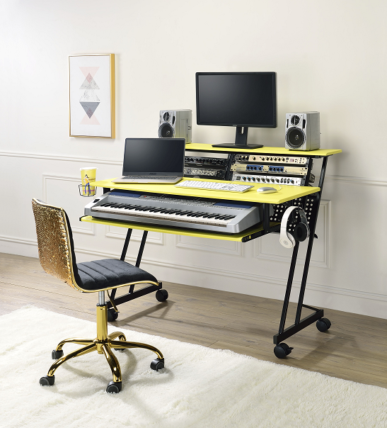 Suitor Yellow & Black Computer Desk  Half Price Furniture