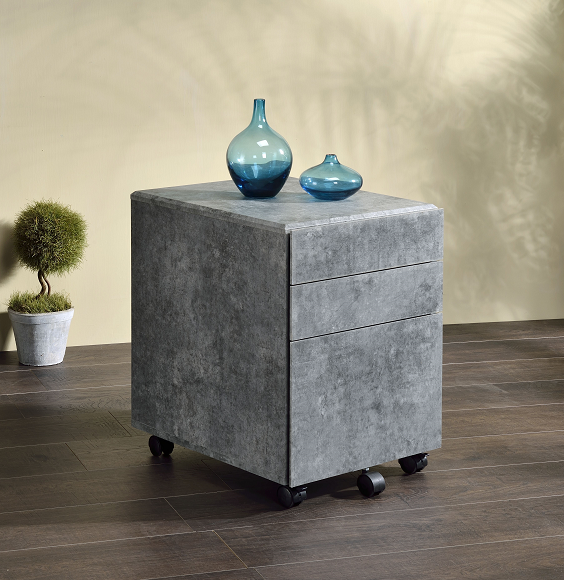 Jurgen Faux Concrete & Silver File Cabinet Half Price Furniture