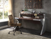 Brancaster Retro Brown Top Grain Leather & Aluminum Desk Half Price Furniture