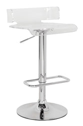 Rania Clear & Chrome Adjustable Stool (1Pc) Half Price Furniture