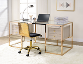 Huyana Clear Glass & Gold Desk Half Price Furniture