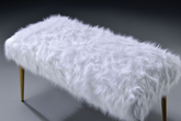 Bagley II White Faux Fur & Gold Bench Half Price Furniture