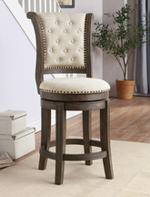 Glison Beige Fabric & Walnut Counter Height Chair (1Pc) Half Price Furniture