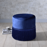 Clivia Midnight Blue Velvet Ottoman Half Price Furniture