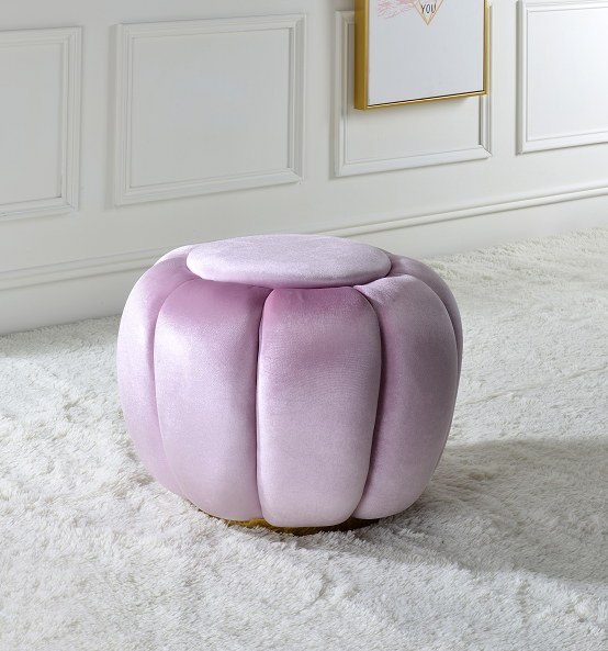 Heiress Bubblegum Pink Velvet Ottoman  Half Price Furniture