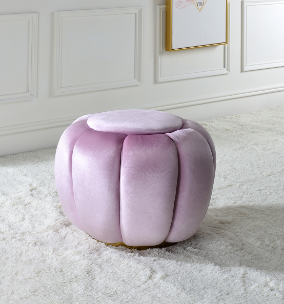 Heiress Bubblegum Pink Velvet Ottoman Half Price Furniture