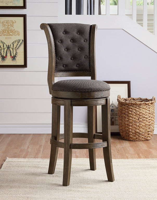 Glison Charcoal Fabric & Walnut Counter Height Chair (1Pc)  Half Price Furniture