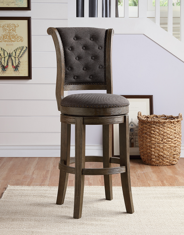 Glison Charcoal Fabric & Walnut Counter Height Chair (1Pc) Half Price Furniture