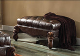Versailles 2-Tone Dark Brown PU & Cherry Oak Ottoman  Half Price Furniture