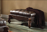 Versailles 2-Tone Dark Brown PU & Cherry Oak Ottoman Half Price Furniture