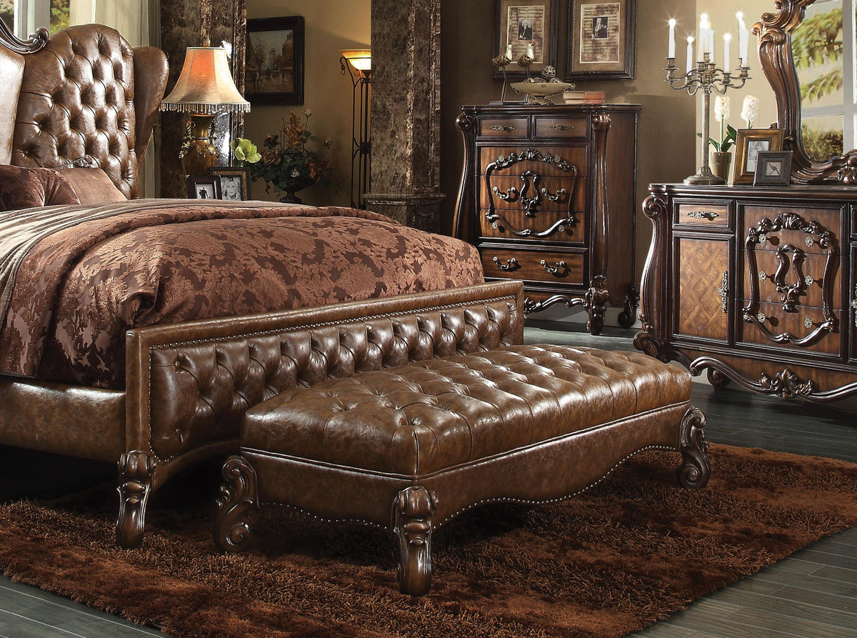 Versailles 2-Tone Light Brown PU & Cherry Oak Bench  Half Price Furniture
