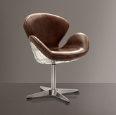 Brancaster Retro Brown Top Grain Leather & Aluminum Accent Chair (1Pc)  Half Price Furniture