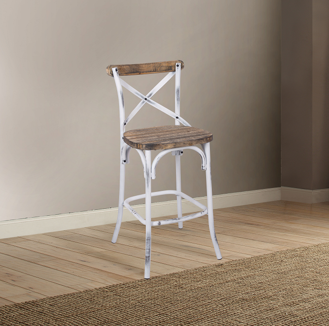 Zaire Antique White & Antique Oak Bar Chair (1Pc)  Half Price Furniture