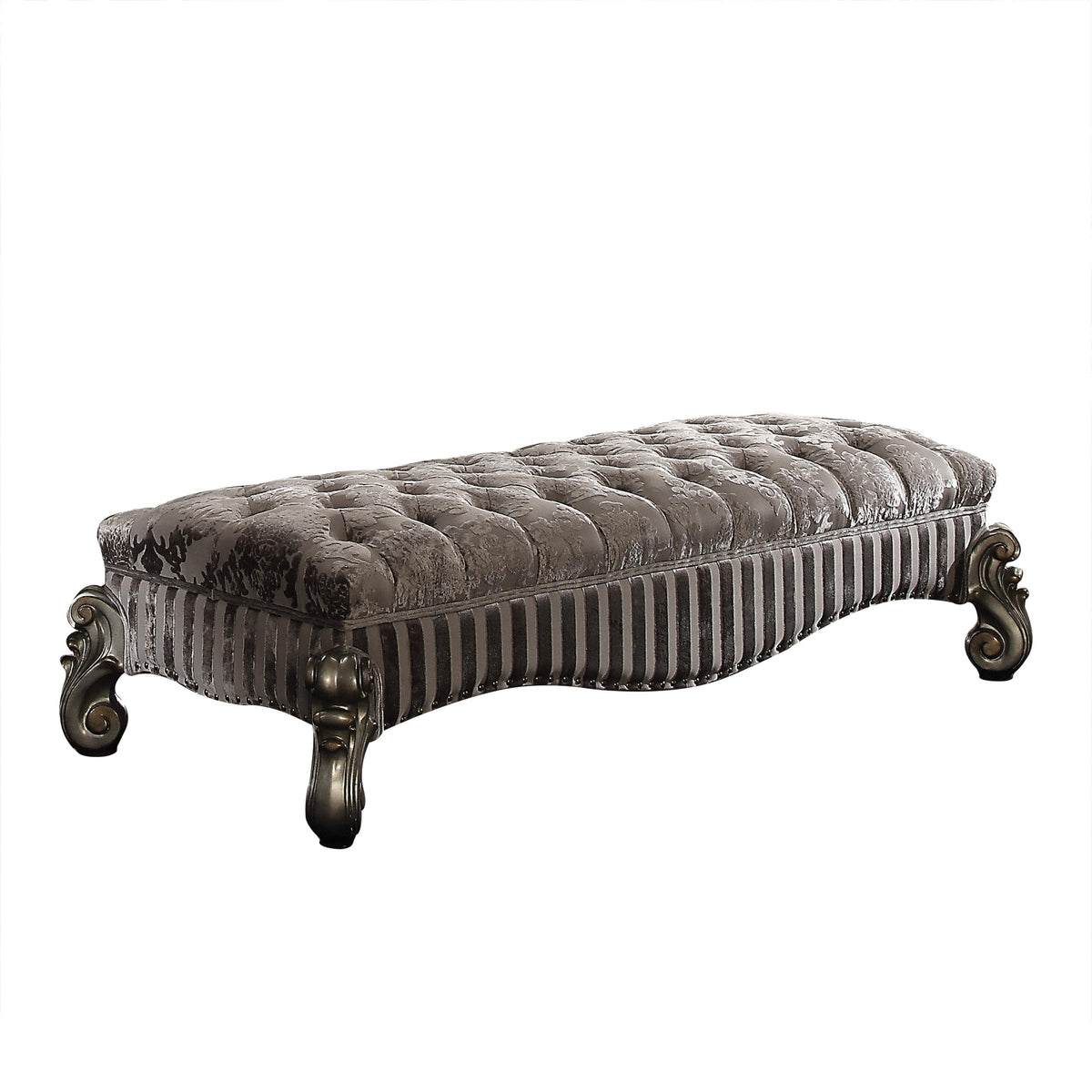 Versailles Fabric & Antique Platinum Bench  Half Price Furniture