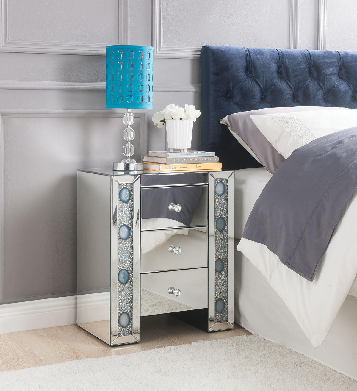 Sonia Mirrored & Faux Agate Accent Table  Half Price Furniture
