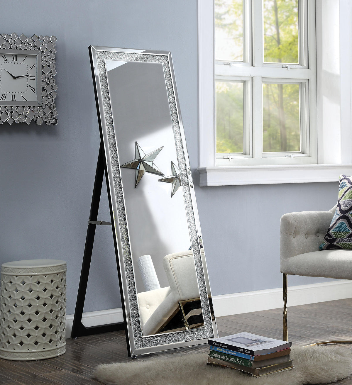 Nowles Mirrored & Faux Stones Accent Mirror (Floor)  Half Price Furniture