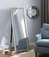 Noralie Mirrored & Faux Diamonds Accent Mirror (Floor) Half Price Furniture