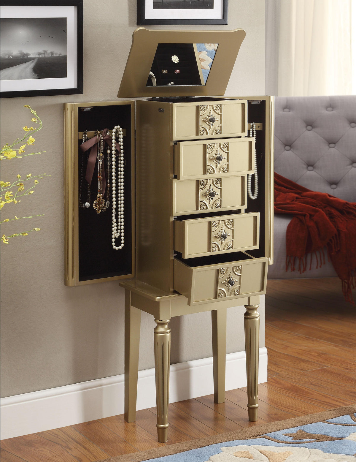 Tammy Gold Jewelry Armoire Half Price Furniture