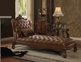 Versailles 2-Tone Light Brown PU & Cherry Oak Chaise & Pillow Half Price Furniture