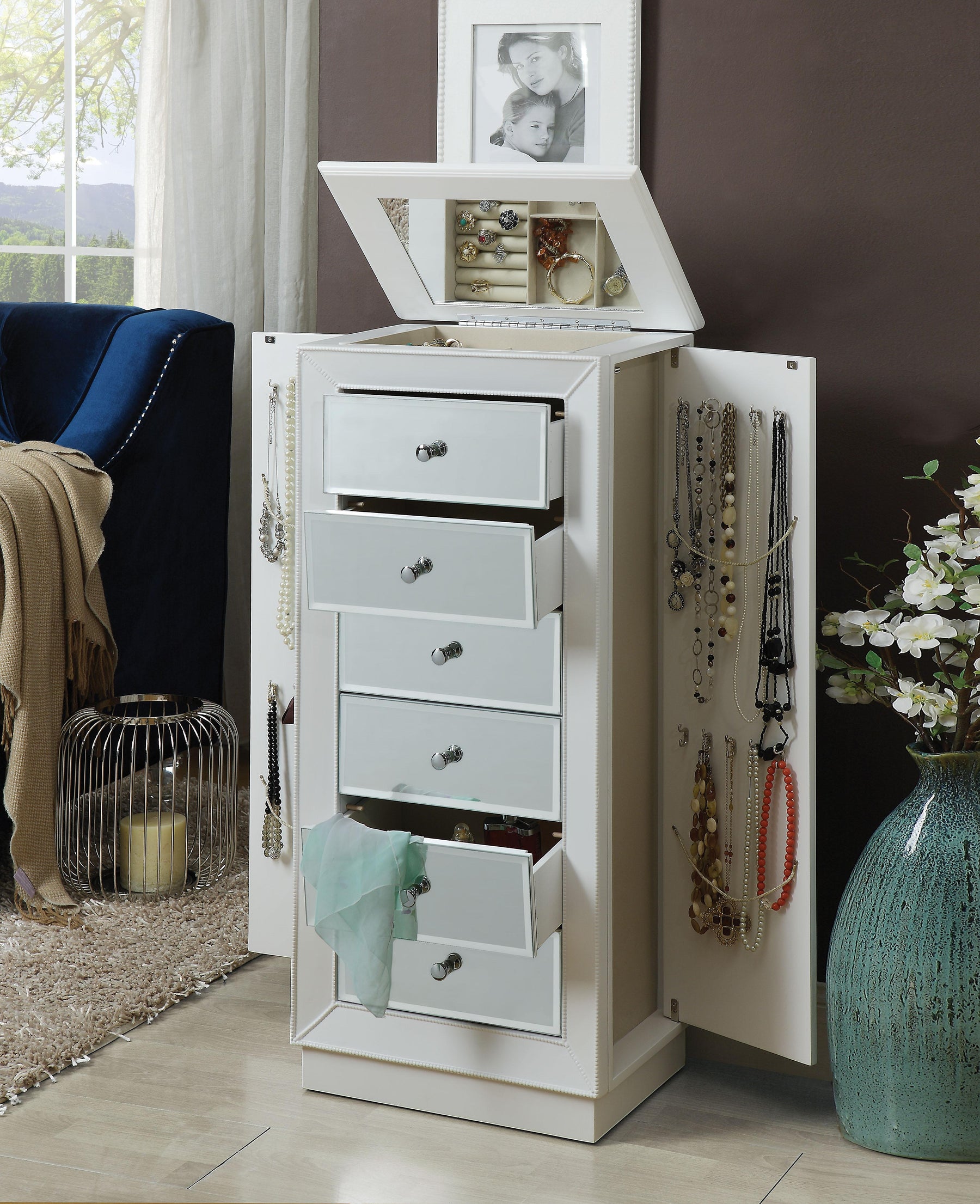 Talor White Jewelry Armoire Half Price Furniture