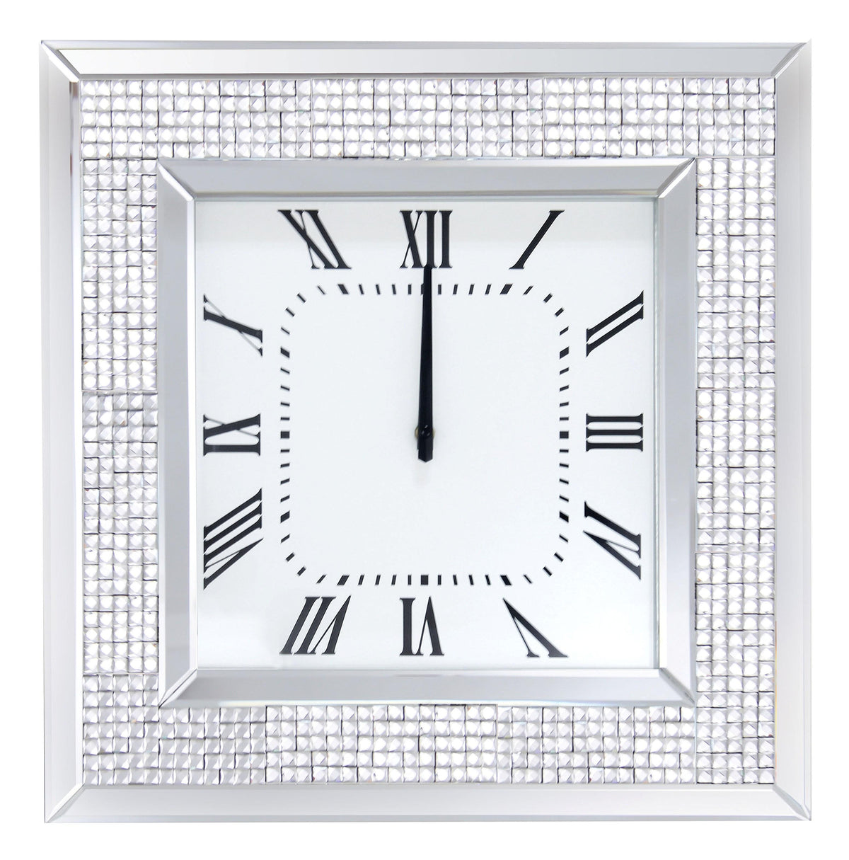 Iama Mirrored & Faux Rhinestones Wall Clock Half Price Furniture