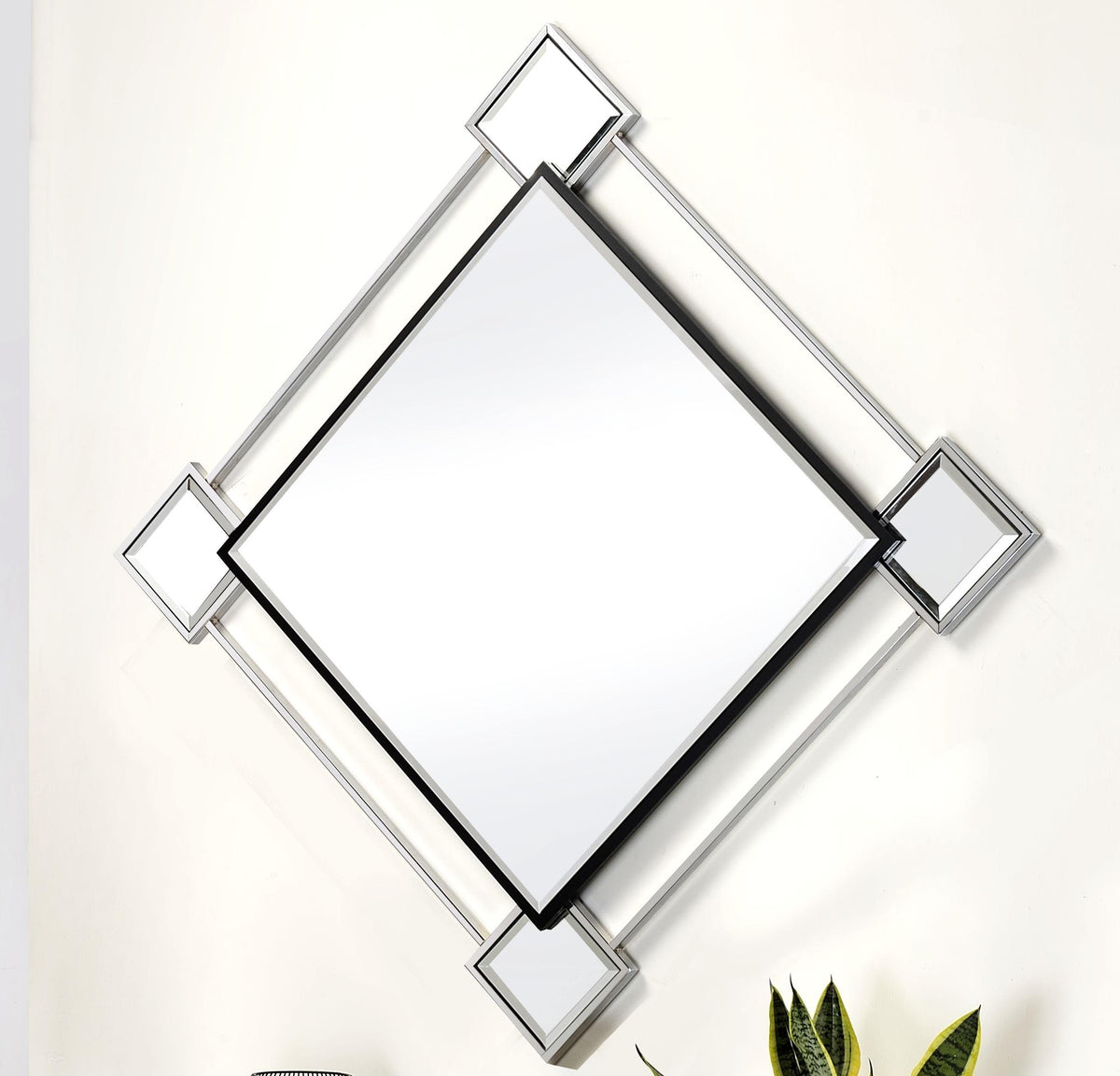 Asbury Mirrored & Chrome Accent Mirror (Wall)  Half Price Furniture