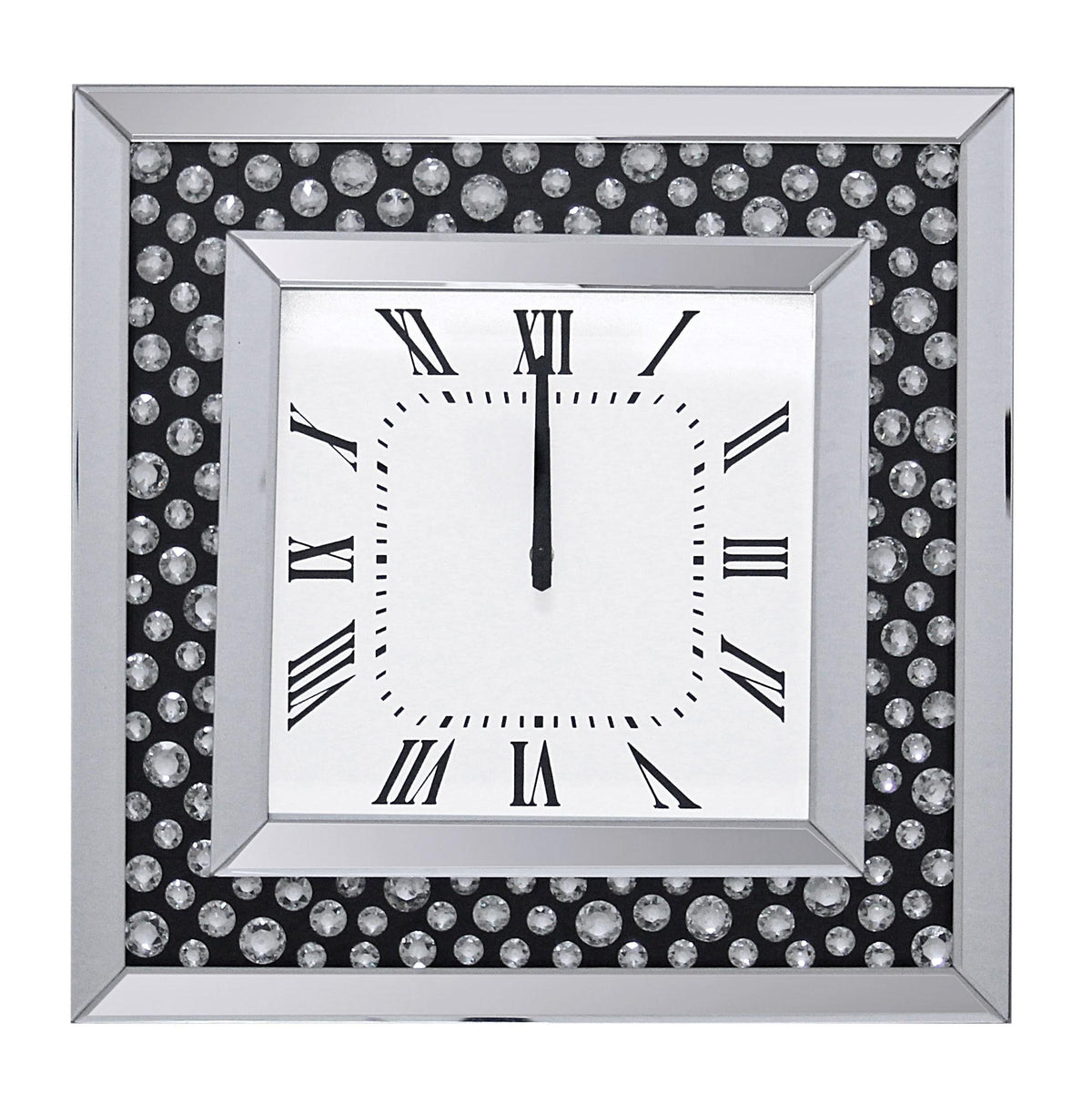 Marku Mirrored & Faux GemStones Wall Clock  Half Price Furniture